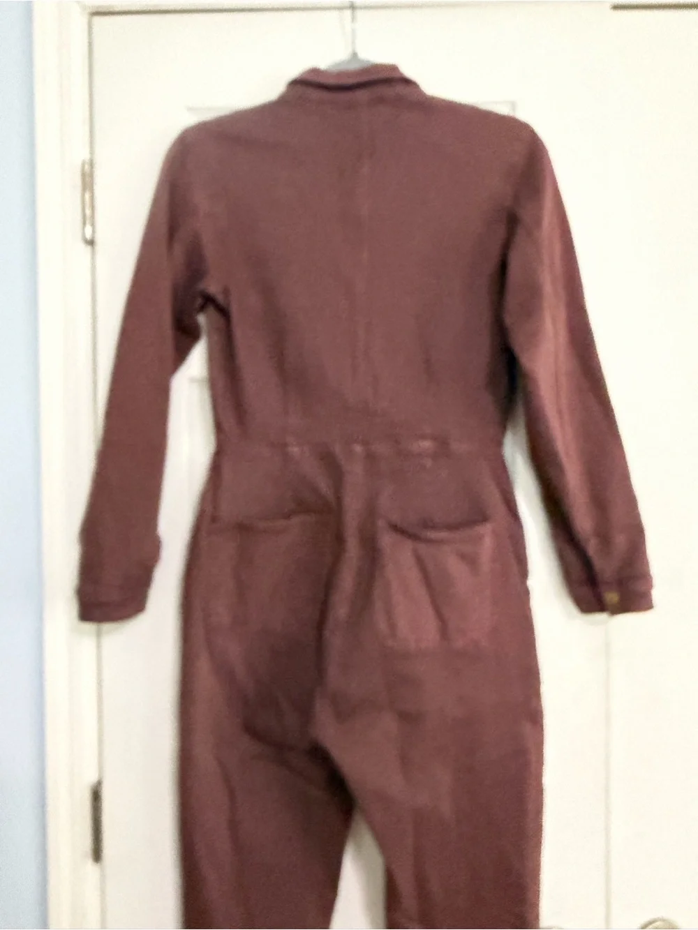 Free People Lennox Jumpsuit Sz  Small Utility Pockets Burgundy Brown Bitter Bark